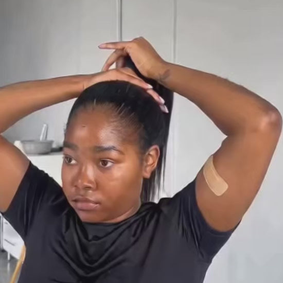 versatile sew in weave being shown on a girl who is wearing it in a middle part weave , side part weave, ponytail weave 
she has used straight hair human hair bundles to achieve the look
