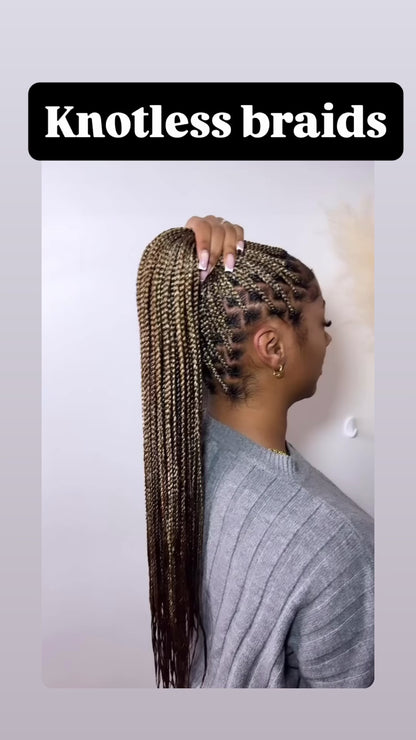 waist length small medium sized in knotless braids 